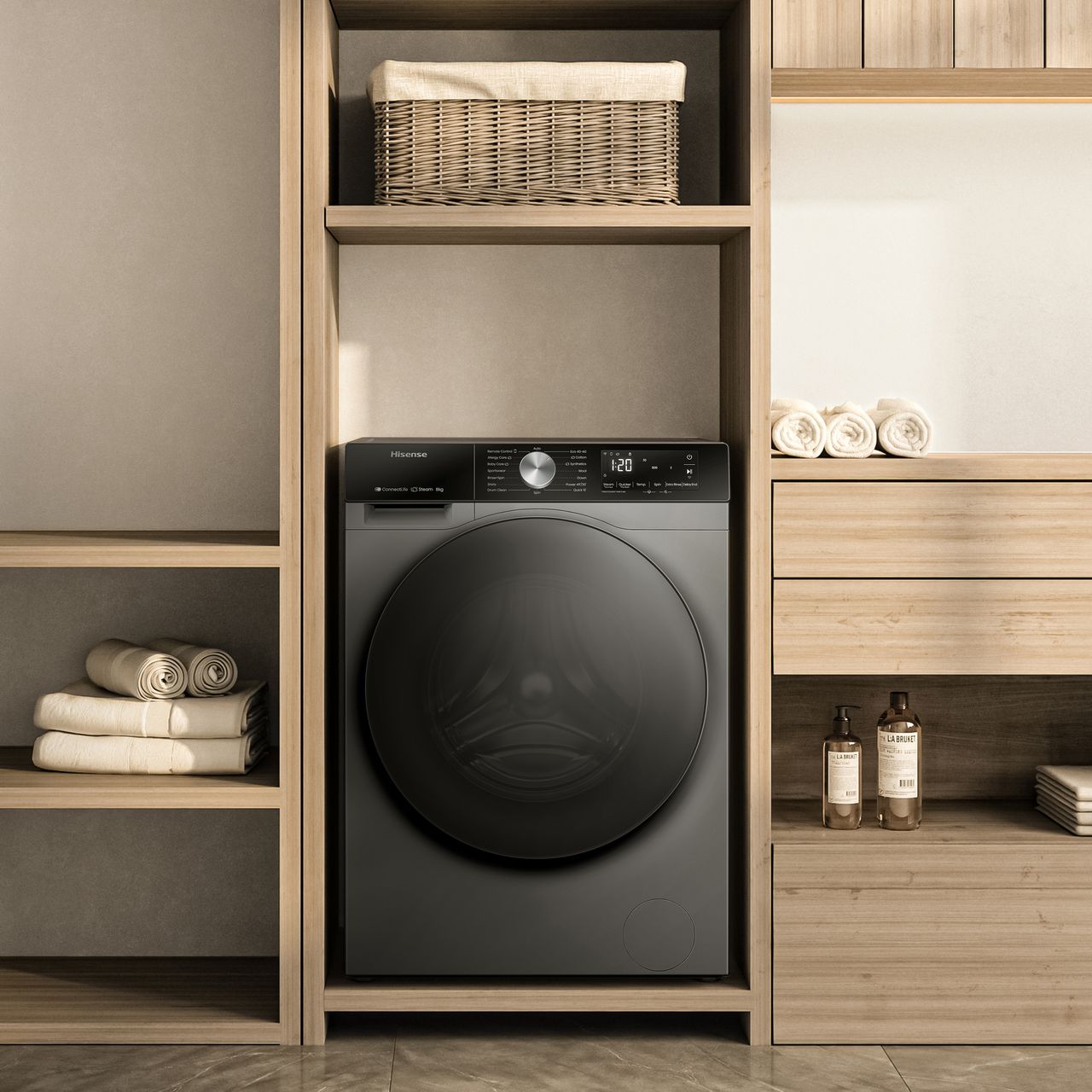 Hisense 3S Series WF3S8043BT3 8kg WiFi Connected Washing Machine with 1400 rpm - Titanium - A Rated