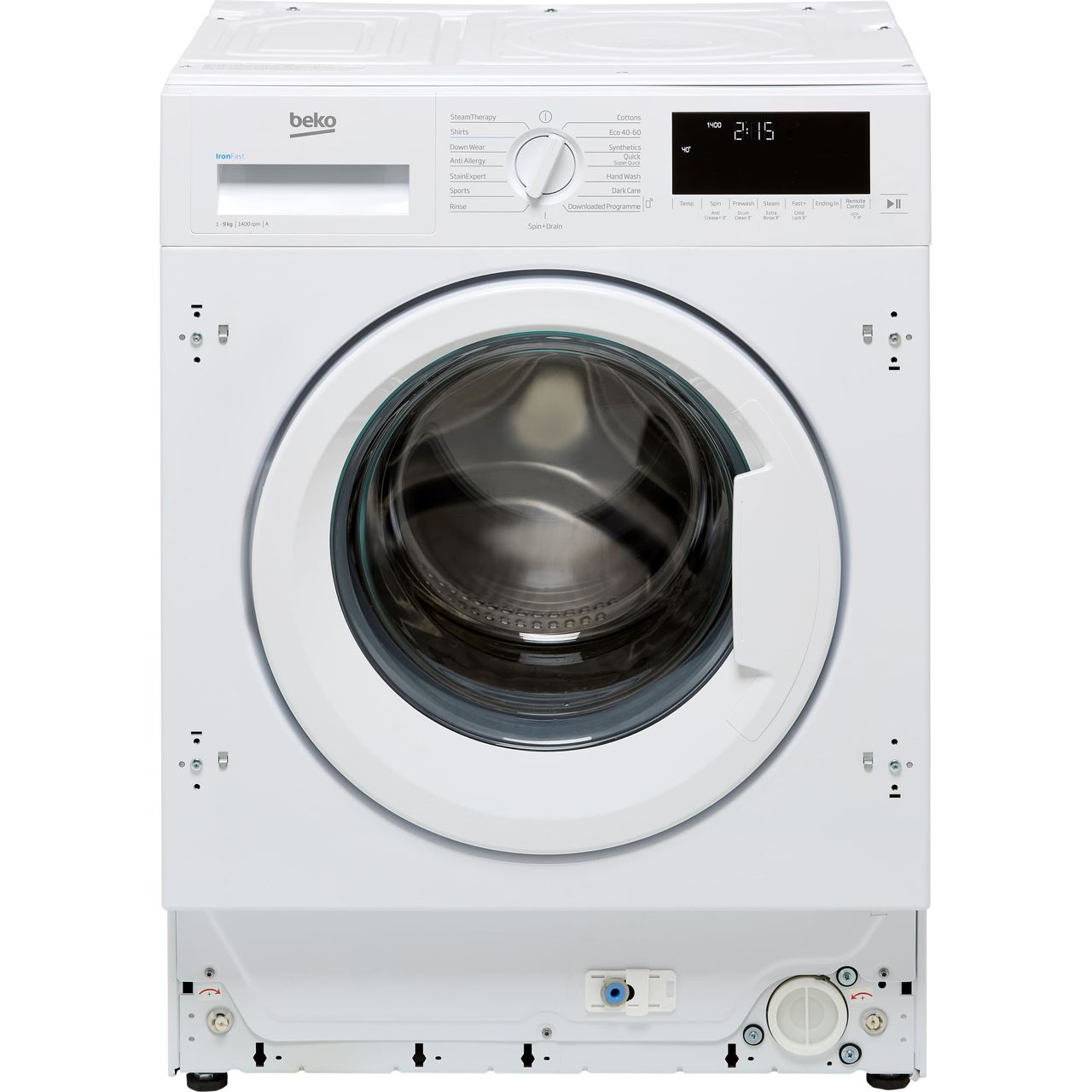 Beko RecycledTub® WTIK94121F Integrated 9kg WiFi Connected Washing Machine with 1400 rpm - White - A Rated