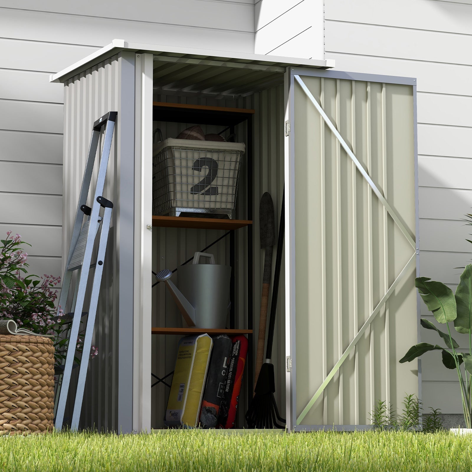 Patiowell 3 x 3 FT Outdoor Storage Shed,Small Garden Tool Storage Shed with Sloping Roof and Single Lockable Door, Outdoor Shed for Backyard Garden Patio Lawn, Gary - Walmart.com
