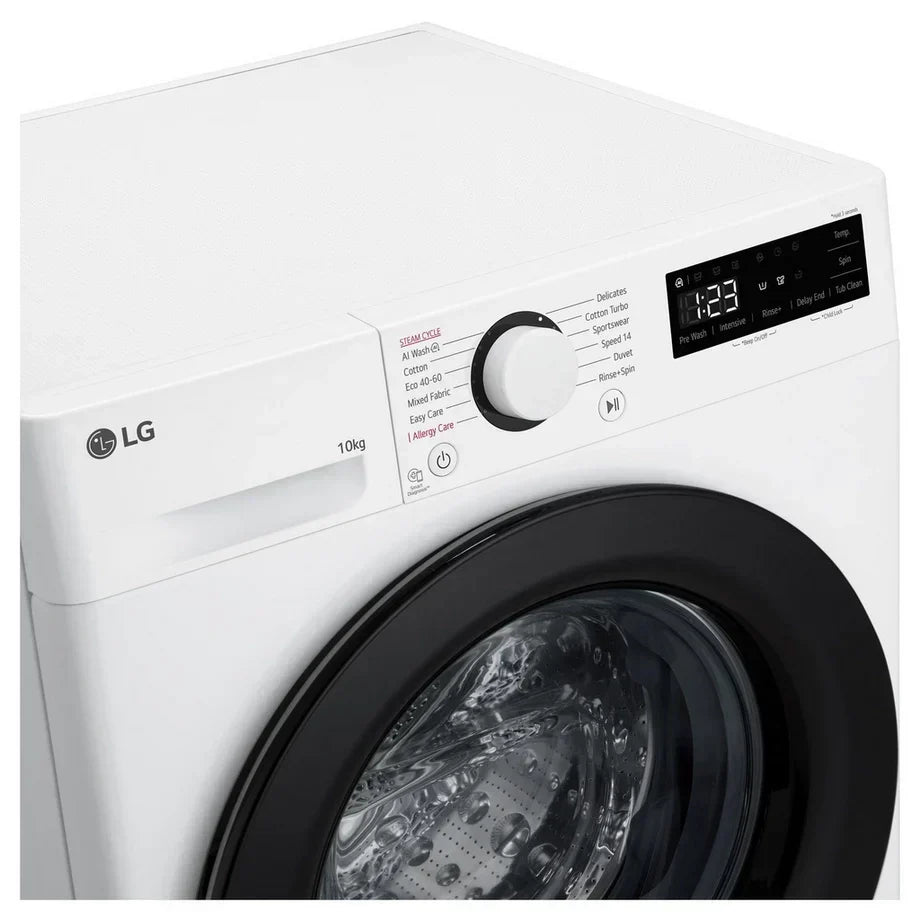 LG F4Y510WBLN1 10kg Steam 1400 Spin Freestanding Front Load Washing Machine White - A Rated
