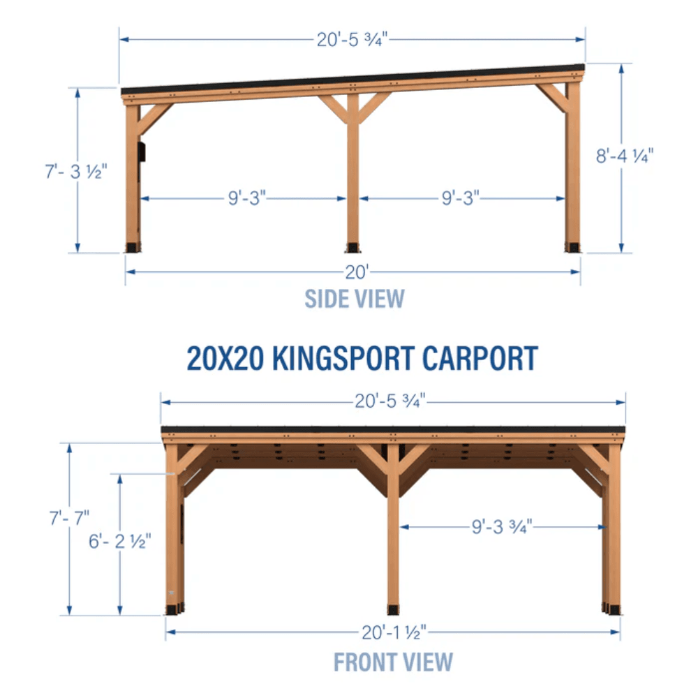 Backyard Discovery Kingsport 20′ x 20′ Cedar Wood Carport with Steel Roof