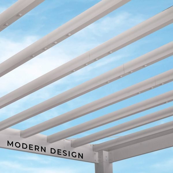 14×10 Windham Modern Steel Pergola With Sail Shade Soft Canopy