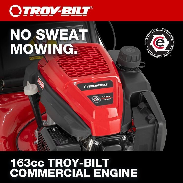 Troy-Bilt 21″ 163cc Gas Powered Walk-Behind Push Lown Mower