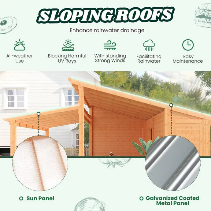 AECOJOY 20′ × 12.5′ Outdoor Wooden Gazebo with Storage Room