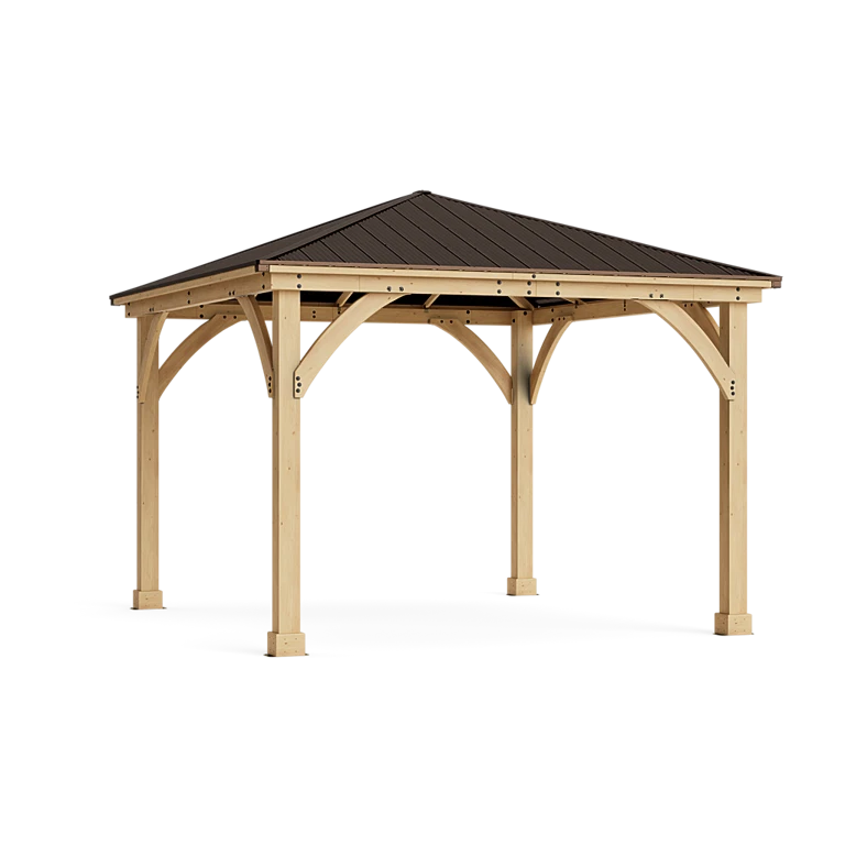 Yardistry Meridian 12×12 Cedar Gazebo with Aluminum Roof