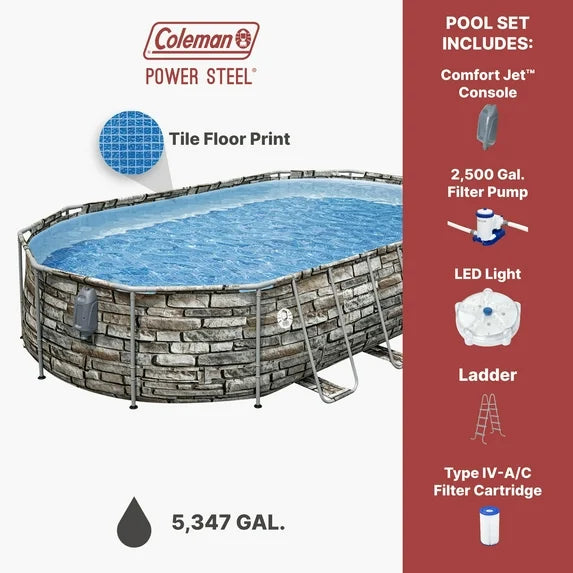 Coleman Power Steel 16′ x 10′ x 42″ Oval Above Ground Pool Set