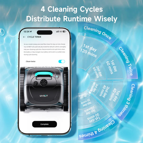WYBOT C1 Cordless Robotic Pool Cleaner with Triple Motor, Wall Climbing, and Self-Parking