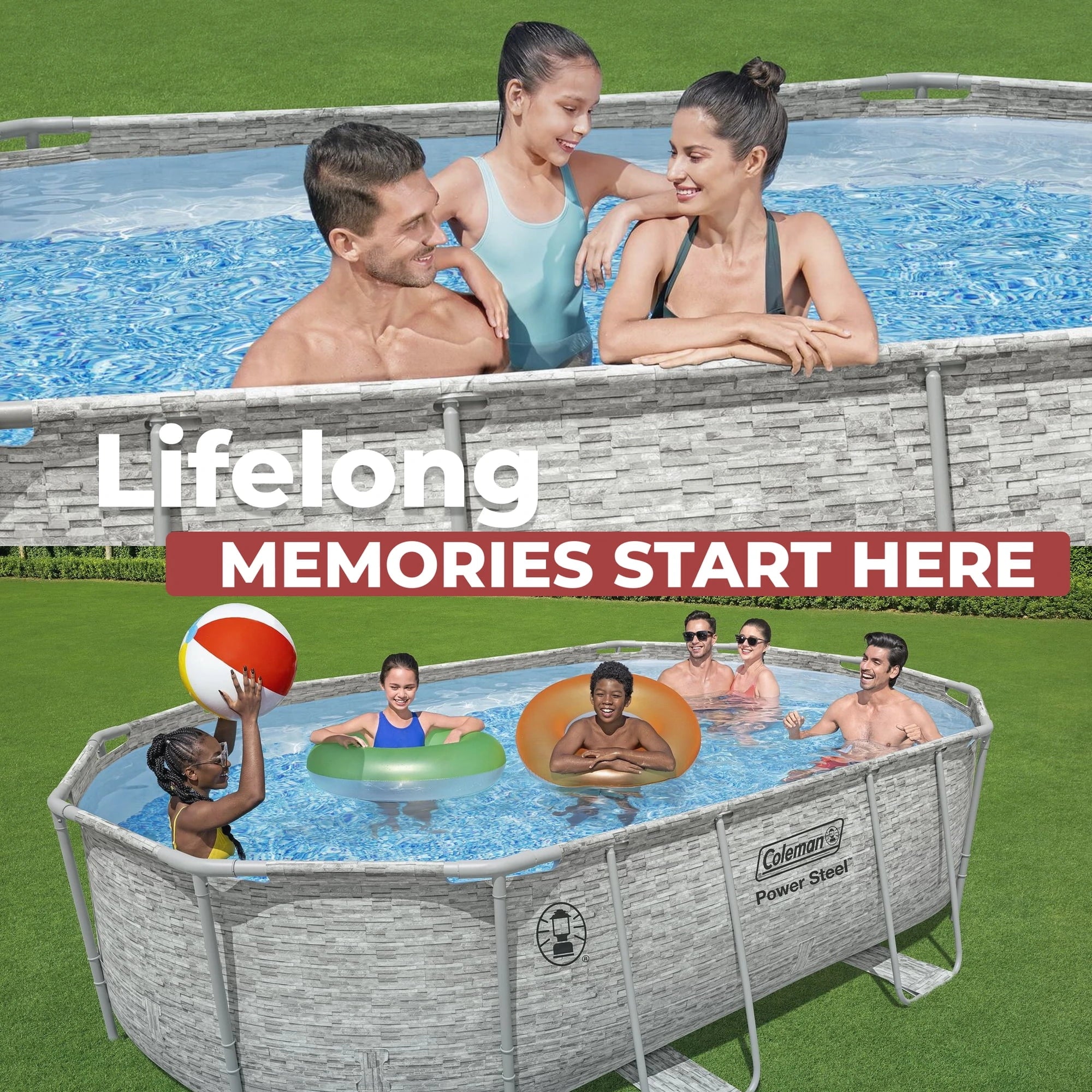 Coleman Power Steel 16′ x 10′ x 42″ Oval Above Ground Pool Set