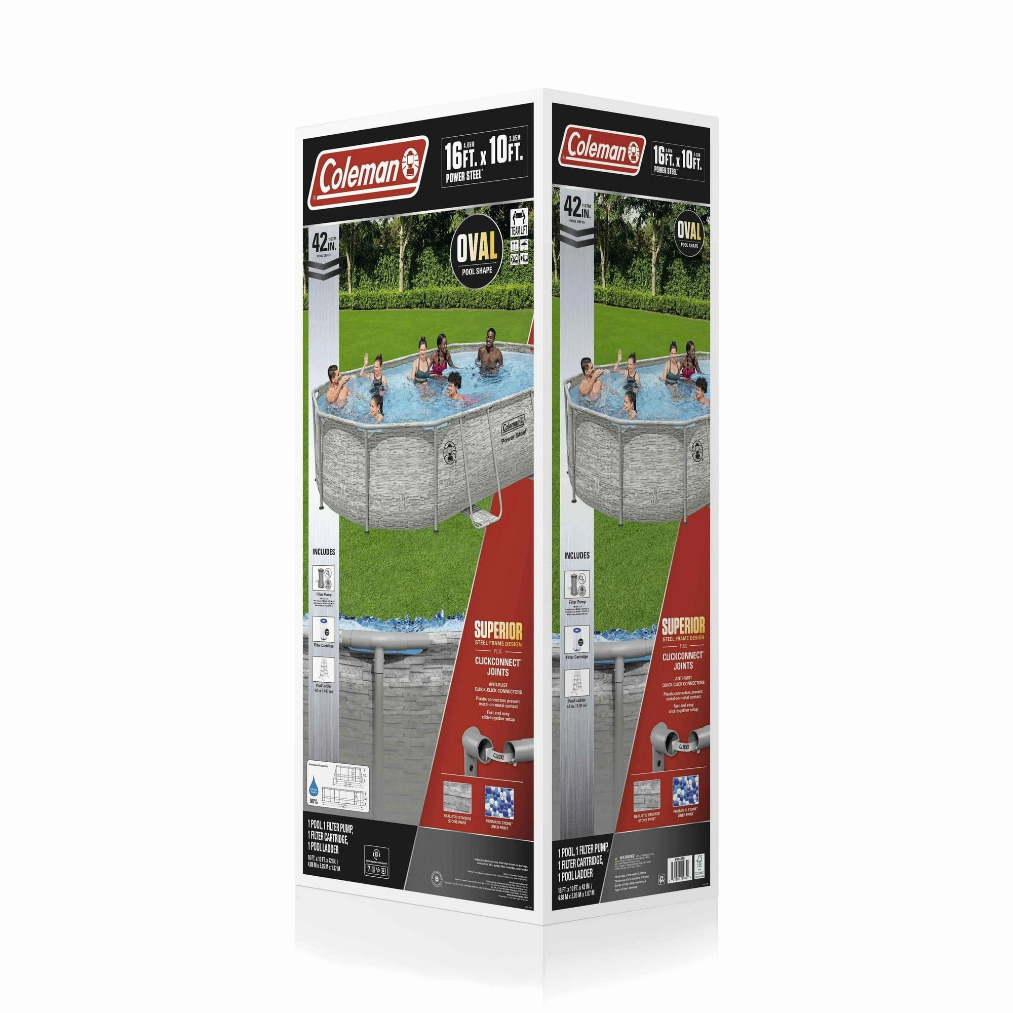 Coleman Power Steel 16′ x 10′ x 42″ Oval Above Ground Pool Set