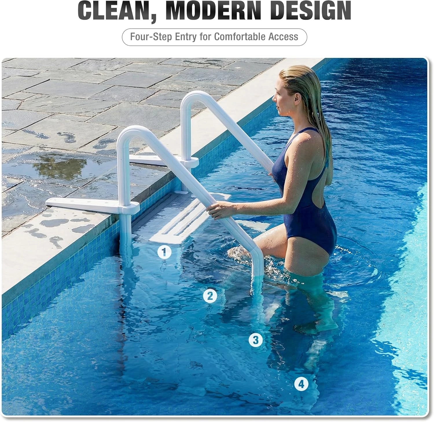 BETISEF Pool Ladder Above Ground, Heavy Duty 4Step Pool Ladder with Dual Handrails and Nonslip Steps, 500 LBS Load Capacity, for 46-58 Inch