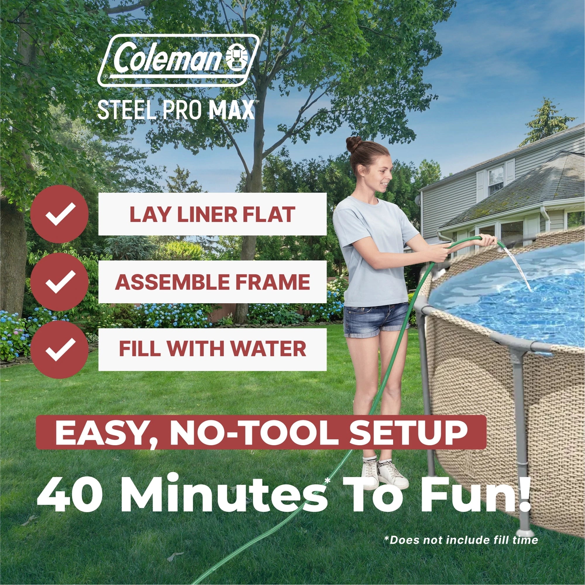 Coleman Steel Pro Max 14′ x 33″ Round Metal Frame Above Ground Pool Set