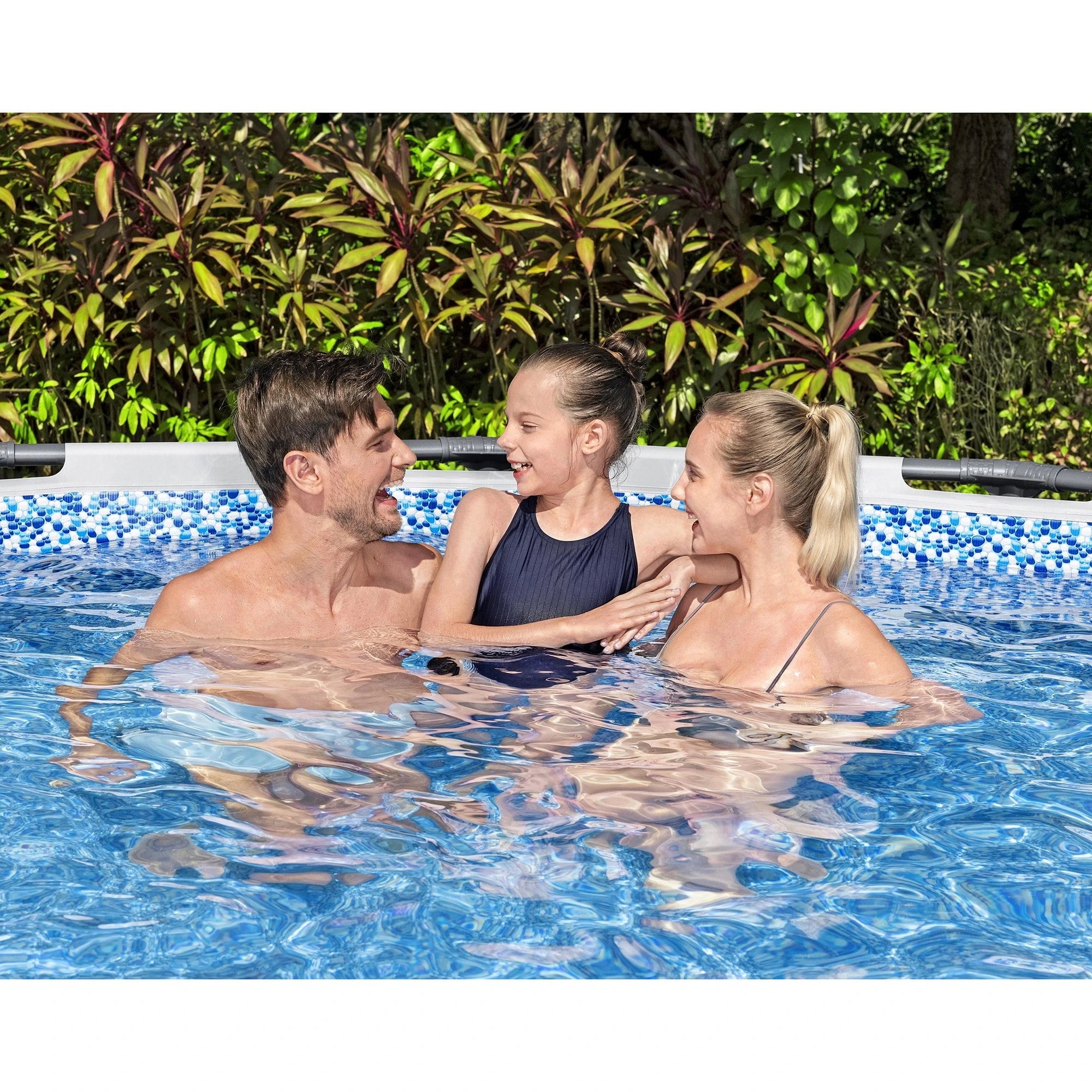 Bestway Steel Pro MAX 15′ x 48″ Prismatic Stone Pool Set| Durable Construction, Easy Assembly, and All-Inclusive Accessories – above ground pool set with filter pump, ladder, and pool cover