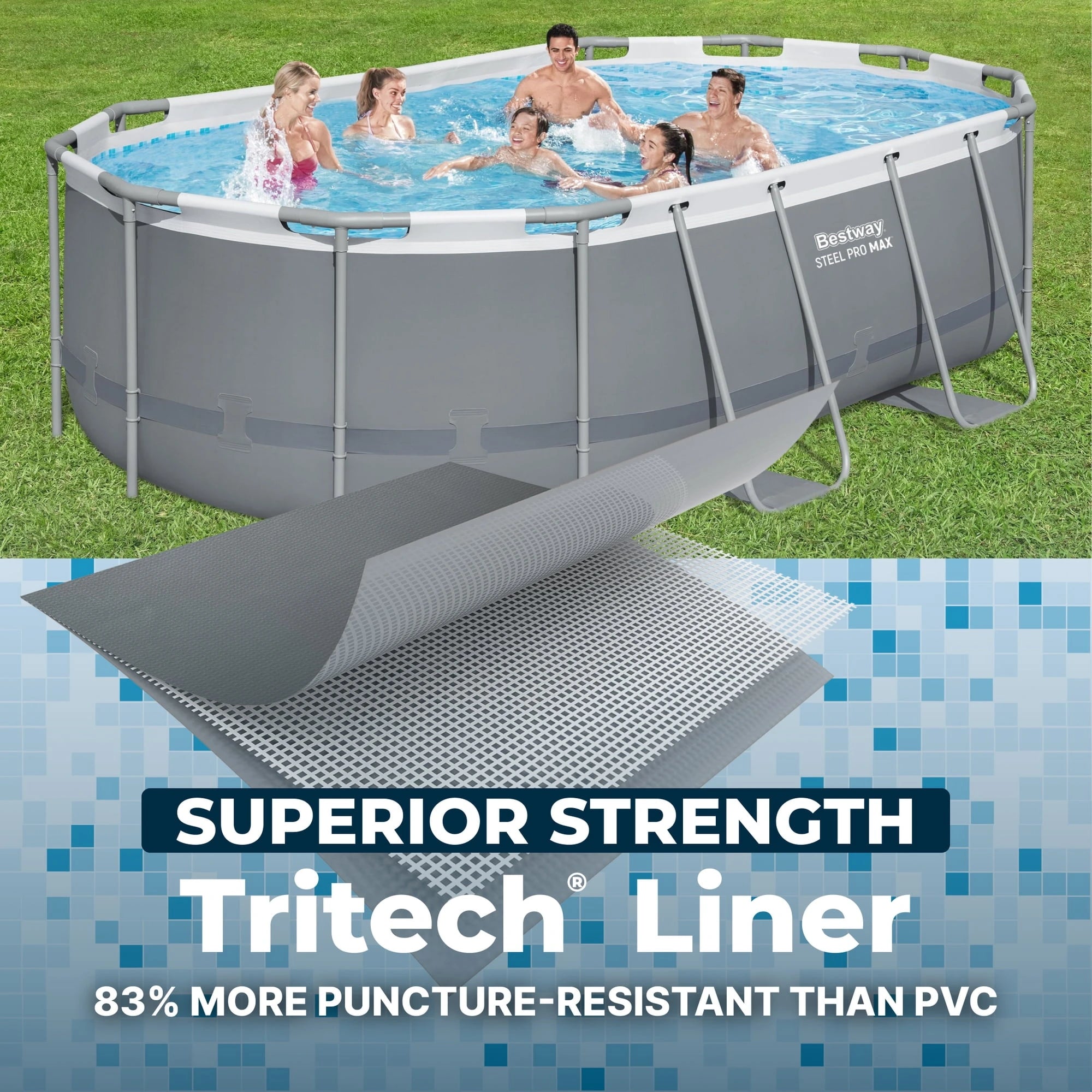 Bestway Steel Pro MAX 14 ft x 8 ft 2 in x 39.5 In, Oval Above Ground Pool Set, Outdoor Frame Swimming Pool