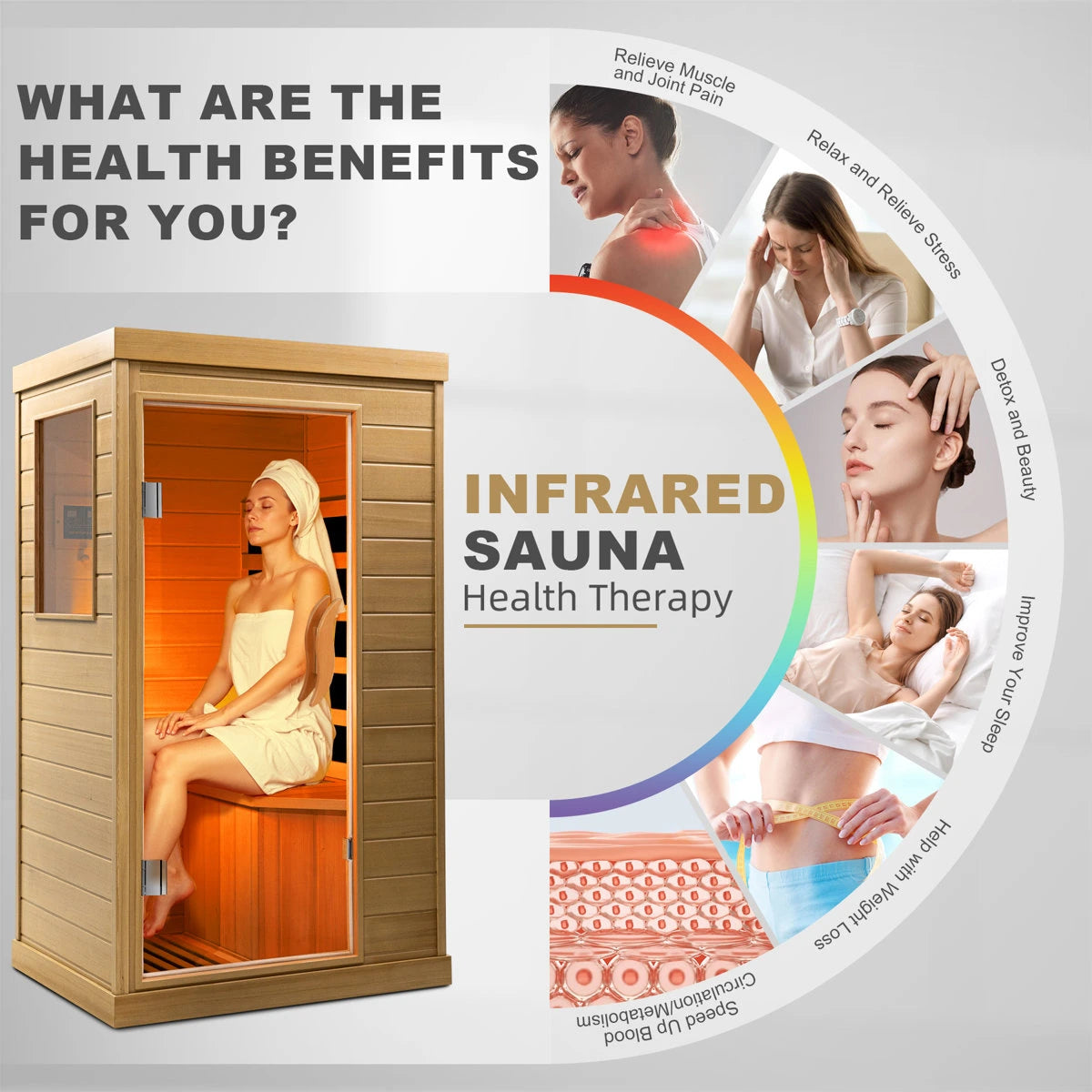 HomeMiYN Far Infrared Wood Sauna Box ,traditional Sauna Room Indoor Home Spa Low-emf Dry Saunas Single Person Spa Canada Hemlock,nature