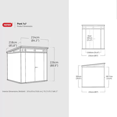 Keter Ashwood Signature 7ft 1" x 7ft 1" (2.16 x 2.16m) Storage Shed