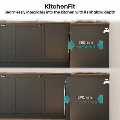 Hisense KitchenFit 5i Series WD5I1045BBQ, 10.5kg / 6kg Washer Dryer, D Rated in Black