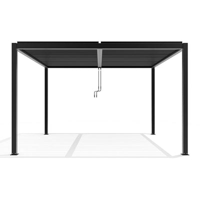 Primrose Deluxe Modern Patio Veranda Pergola Carport Black Charcoal with Louvered Shutter Roof 3m x 4m