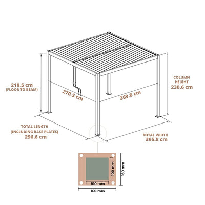 Primrose Deluxe Modern Patio Veranda Pergola Carport Black Charcoal with Louvered Shutter Roof 3m x 4m