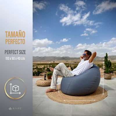 Aiire Modern Outdoor Bean Bag – Giant Pear Bean Bag XXL without Filling Included for Terrace or Garden – Bean Bag Chair Living Room or Youth Room Decoration – Gamer Blue