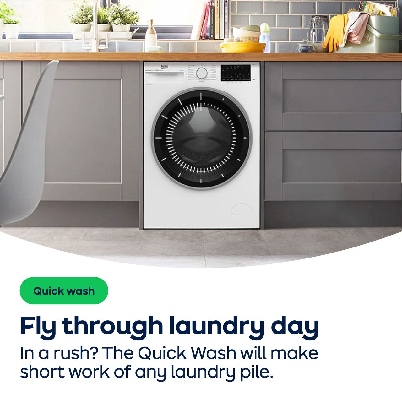 Beko EnergySpin™ BM3WT3841W 8kg Washing Machine with 1400 rpm - White - A Rated