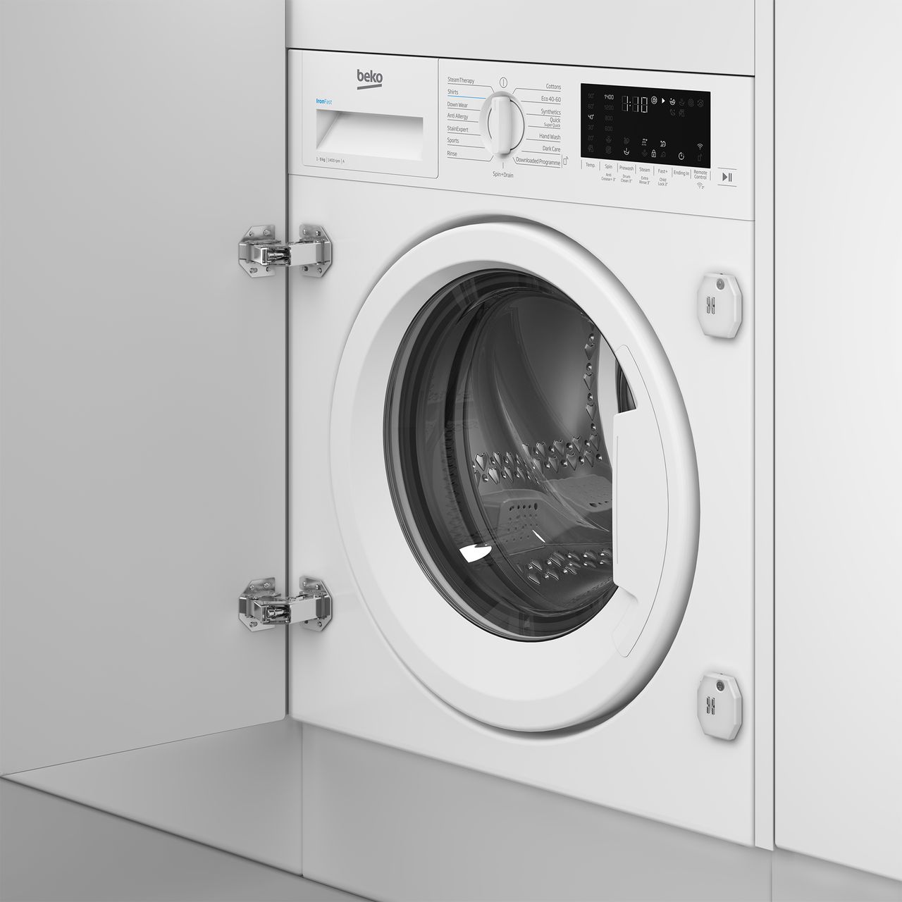 Beko RecycledTub® WTIK94121F Integrated 9kg WiFi Connected Washing Machine with 1400 rpm - White - A Rated