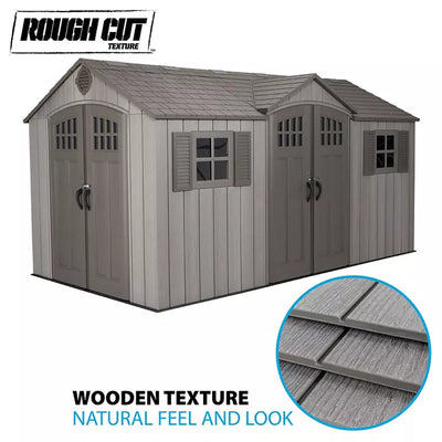 Lifetime 15' x 8' Rough Cut Dual-Entry Outdoor Storage Shed