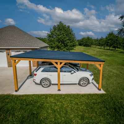 Backyard Discovery Kingsport 20′ x 20′ Cedar Wood Carport with Steel Roof