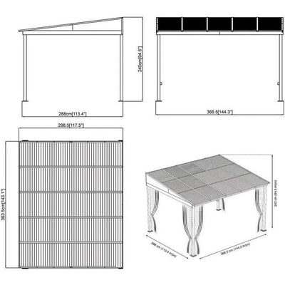 Sojag 500-9165470 10 x 12 ft. Portland No. 53 Wall Gazebo Steel Roof
