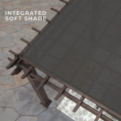 14×12 Ashford Traditional Steel Pergola With Sail Shade Soft Canopy