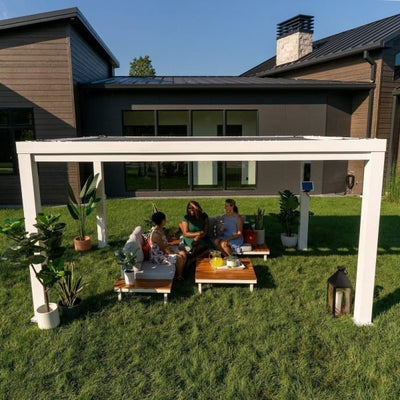 14×10 Windham Modern Steel Pergola With Sail Shade Soft Canopy