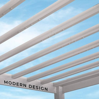 14×10 Windham Modern Steel Pergola With Sail Shade Soft Canopy