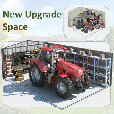 12 ft. W x 18 ft. D Large Outdoor Metal Shed, All-Steel Construction with Windows and Lockable Doors