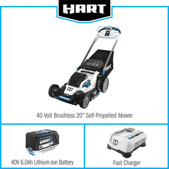 HART Tools 40V 20″ Brushless Self-Propelled Electric LownMower