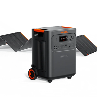 Jackery HomePower 3600 Plus Portable Power Station with 2x 200W Solar Panels, 3600W AC Output, 3584Wh LFP Solar Generator, Expandable up to 21kWh, Essential Home Backup for Home Use, Emergencies, RV