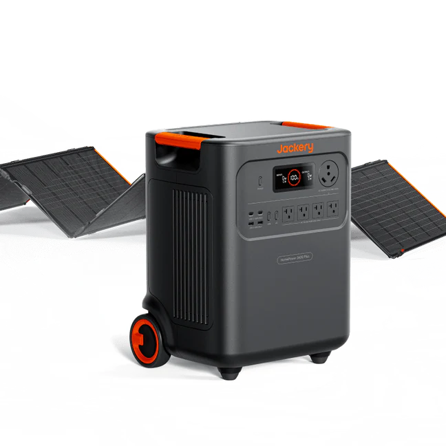 Jackery HomePower 3600 Plus Portable Power Station with 2x 200W Solar Panels, 3600W AC Output, 3584Wh LFP Solar Generator, Expandable up to 21kWh, Essential Home Backup for Home Use, Emergencies, RV