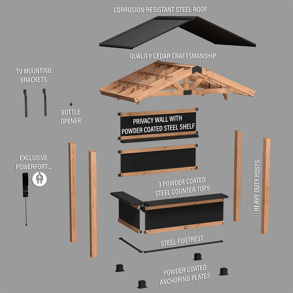 Backyard Discovery 9X6 Palisade Cedar & Steel Outdoor Bar