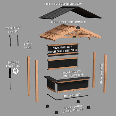 Backyard Discovery 9X6 Palisade Cedar & Steel Outdoor Bar