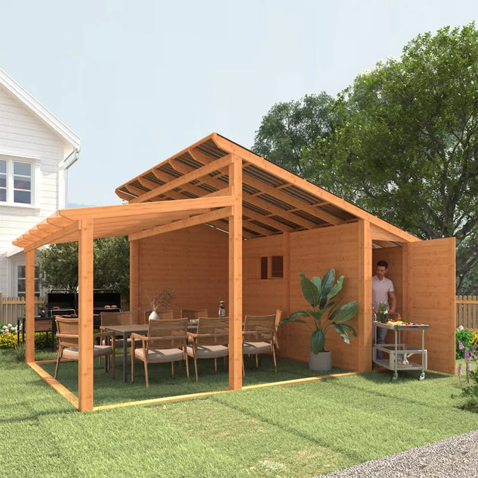 AECOJOY 20′ × 12.5′ Outdoor Wooden Gazebo with Storage Room