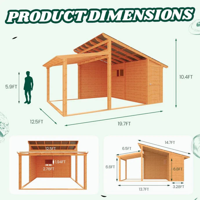 AECOJOY 20′ × 12.5′ Outdoor Wooden Gazebo with Storage Room