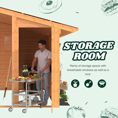 AECOJOY 20′ × 12.5′ Outdoor Wooden Gazebo with Storage Room