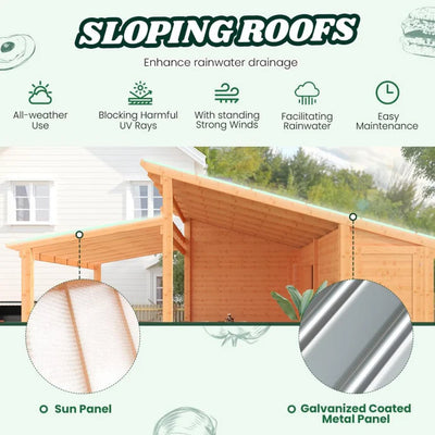 AECOJOY 20′ × 12.5′ Outdoor Wooden Gazebo with Storage Room
