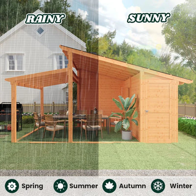 AECOJOY 20′ × 12.5′ Outdoor Wooden Gazebo with Storage Room
