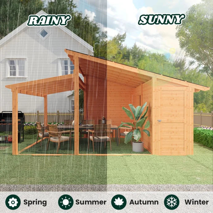 AECOJOY 20′ × 12.5′ Outdoor Wooden Gazebo with Storage Room