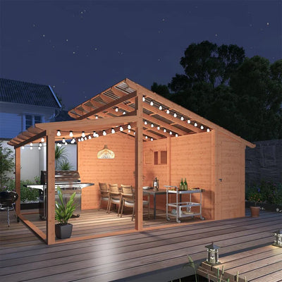 AECOJOY 20′ × 12.5′ Outdoor Wooden Gazebo with Storage Room