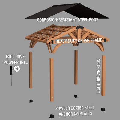 Backyard Discovery Arlington 12×12 Gazebo with Electric – Lt Brown