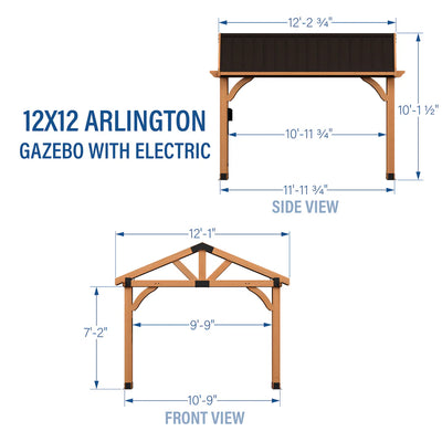 Backyard Discovery Arlington 12×12 Gazebo with Electric – Lt Brown