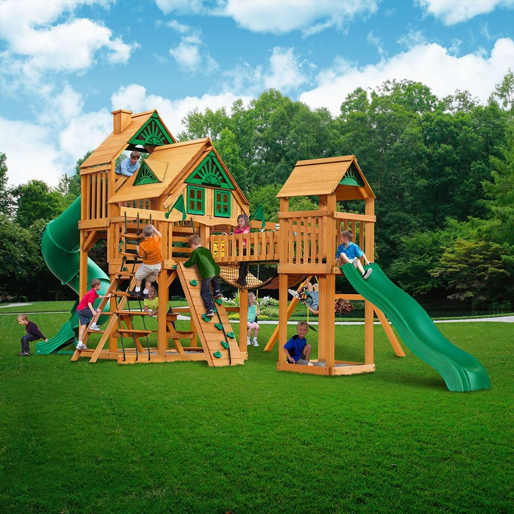 Gorilla Playsets Treasure Trove II Treehouse Wooden Swing Set