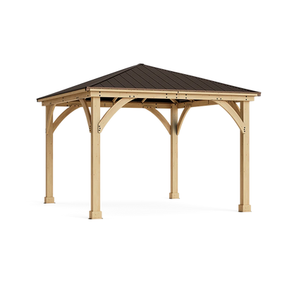 Yardistry Meridian 12×12 Cedar Gazebo with Aluminum Roof