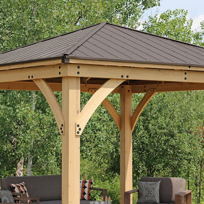 Yardistry Meridian 12×12 Cedar Gazebo with Aluminum Roof