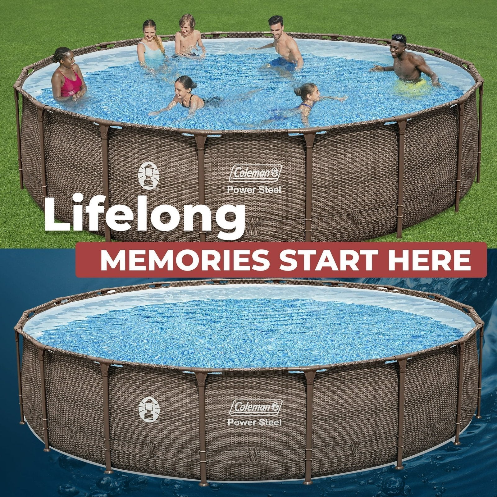 Coleman Power Steel 18 ft. x 48 in. Round Metal Frame Above Ground Pool Set
